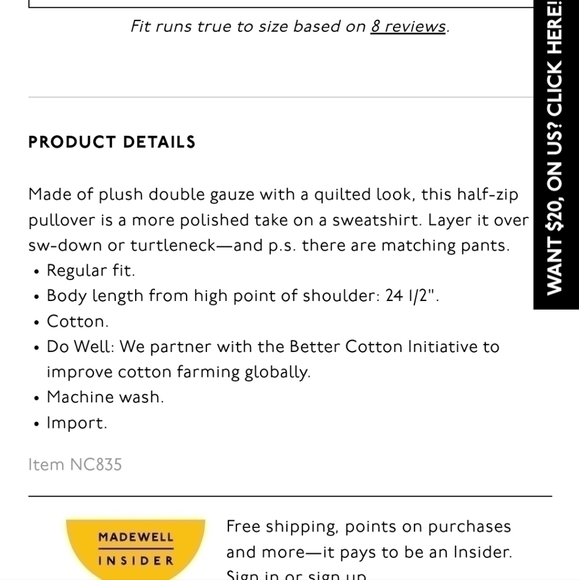 MADEWELL Diamond Jacquard Half-Zip Pullover Top in Khaki Green, SZ SMALL - Picture 12 of 12